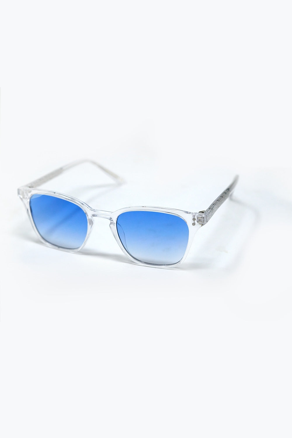 Gafas de sol cuadradas transparentes con cristales degradados azules Q2