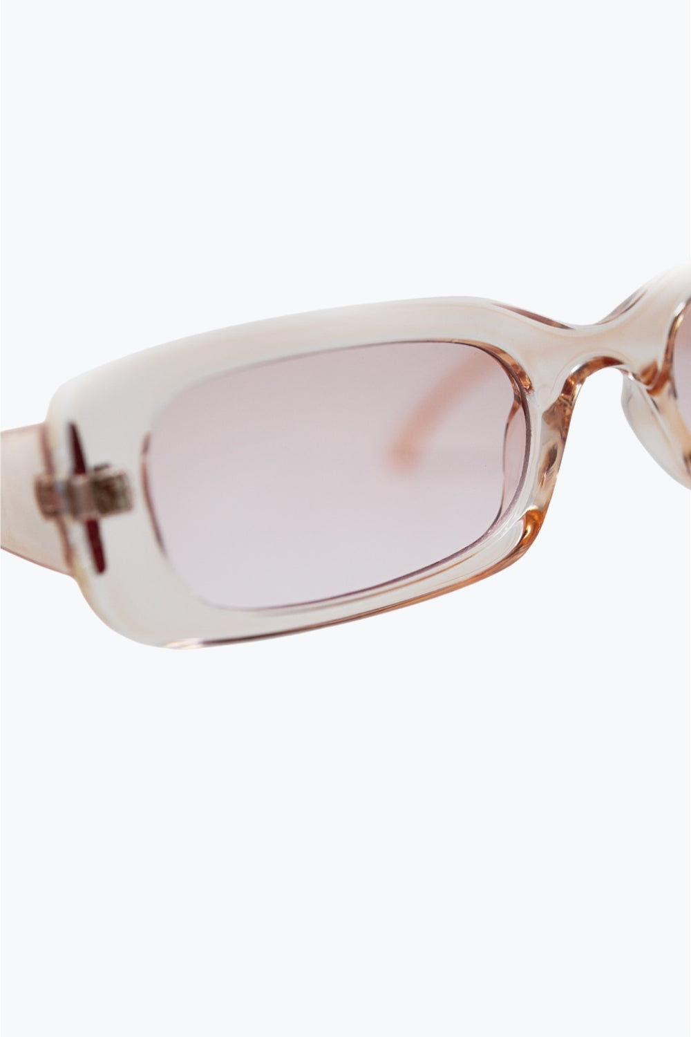 Gafas de sol rectangulares rosa transparente con cristales ahumados rosa Q2