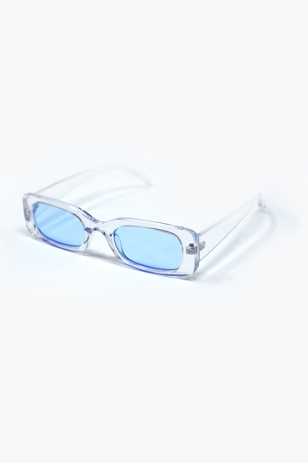 Gafas de sol rectangulares transparentes con cristales ahumados azules Q2