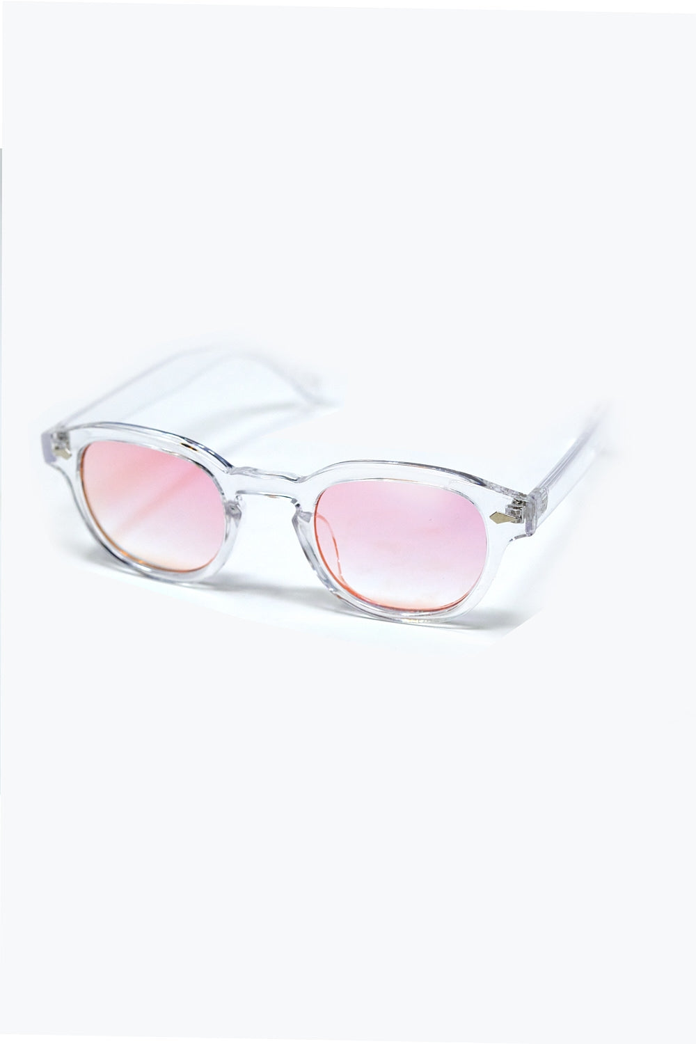 Gafas de sol redondas transparentes con lente degradada rosa bebé Q2
