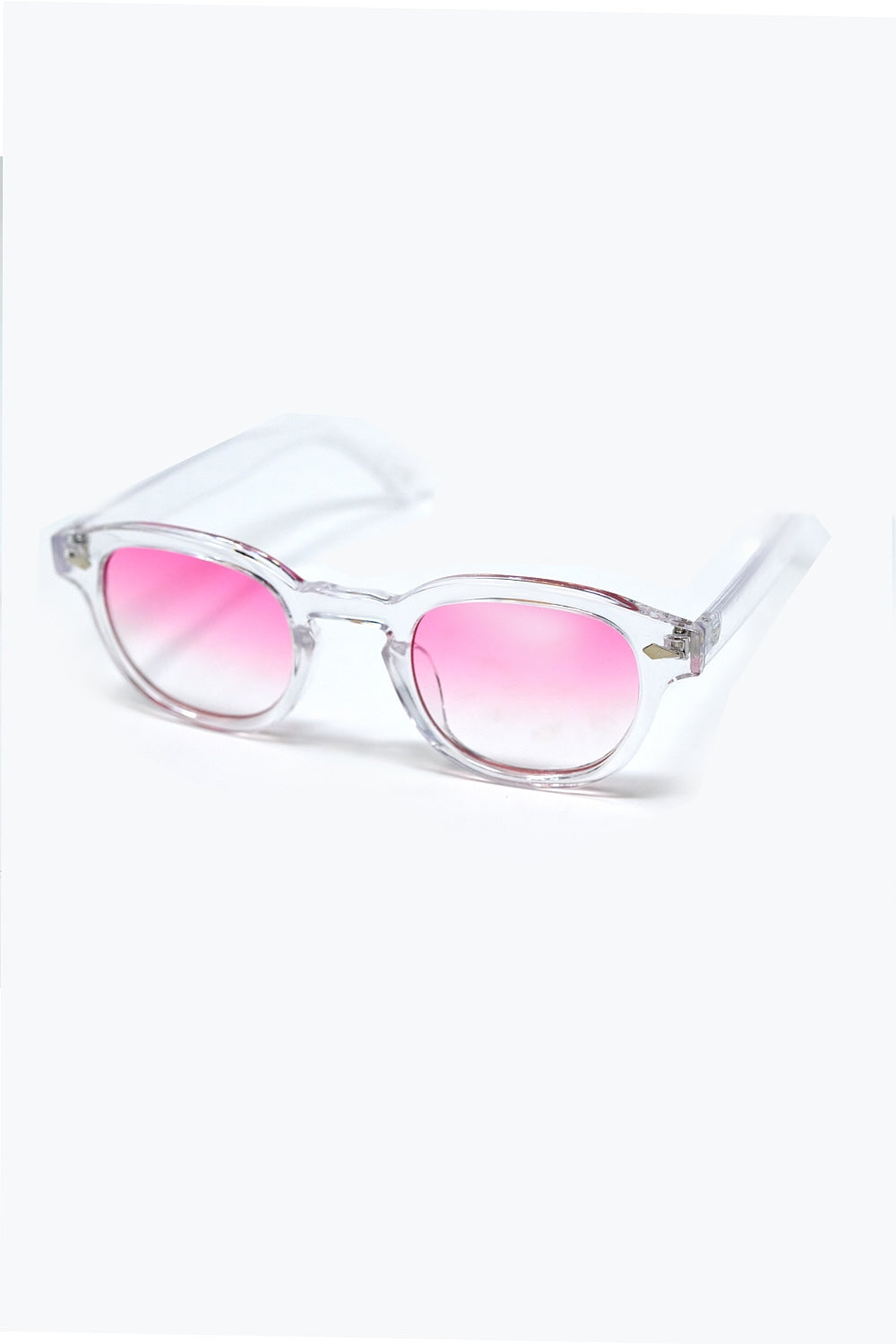 Gafas de sol redondas transparentes con lente degradada rosa Q2