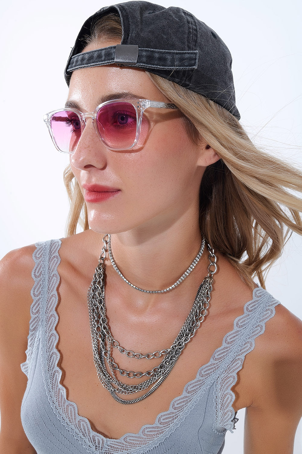 Gafas de sol transparentes con cristales degradados rosas Q2