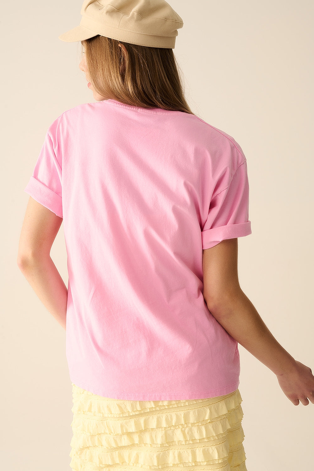 Italy La Dolce Vita Camiseta rosa bebé con estampado gráfico Q2