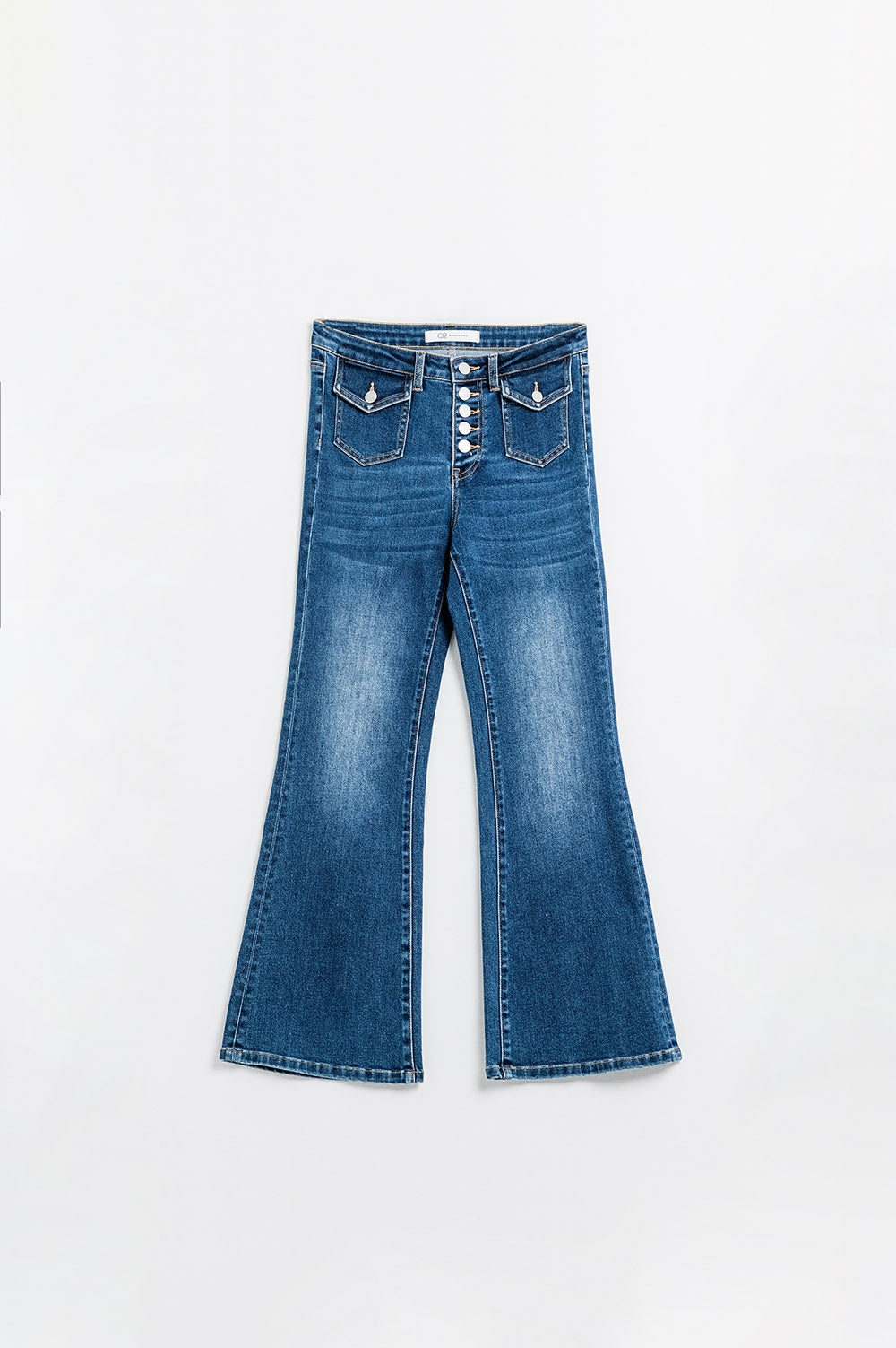 jeans acampanados de lavado medio con bolsillos Q2