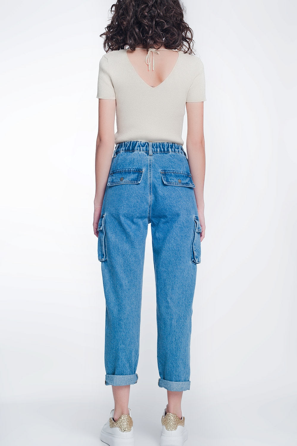 Jeans boyfriend con bolsillos laterales y rotos Q2