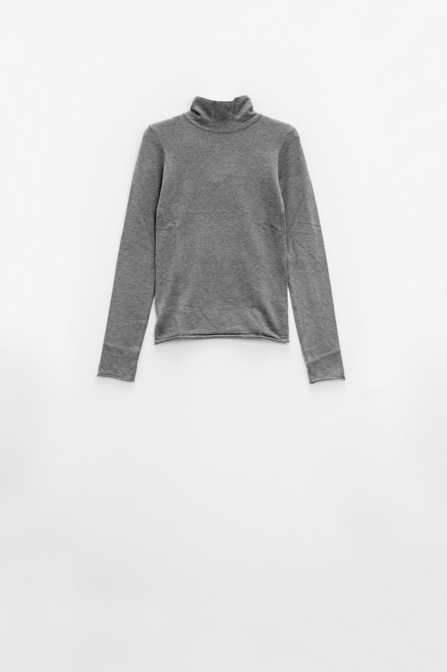 Jersey ajustado básico de punto fino gris Q2