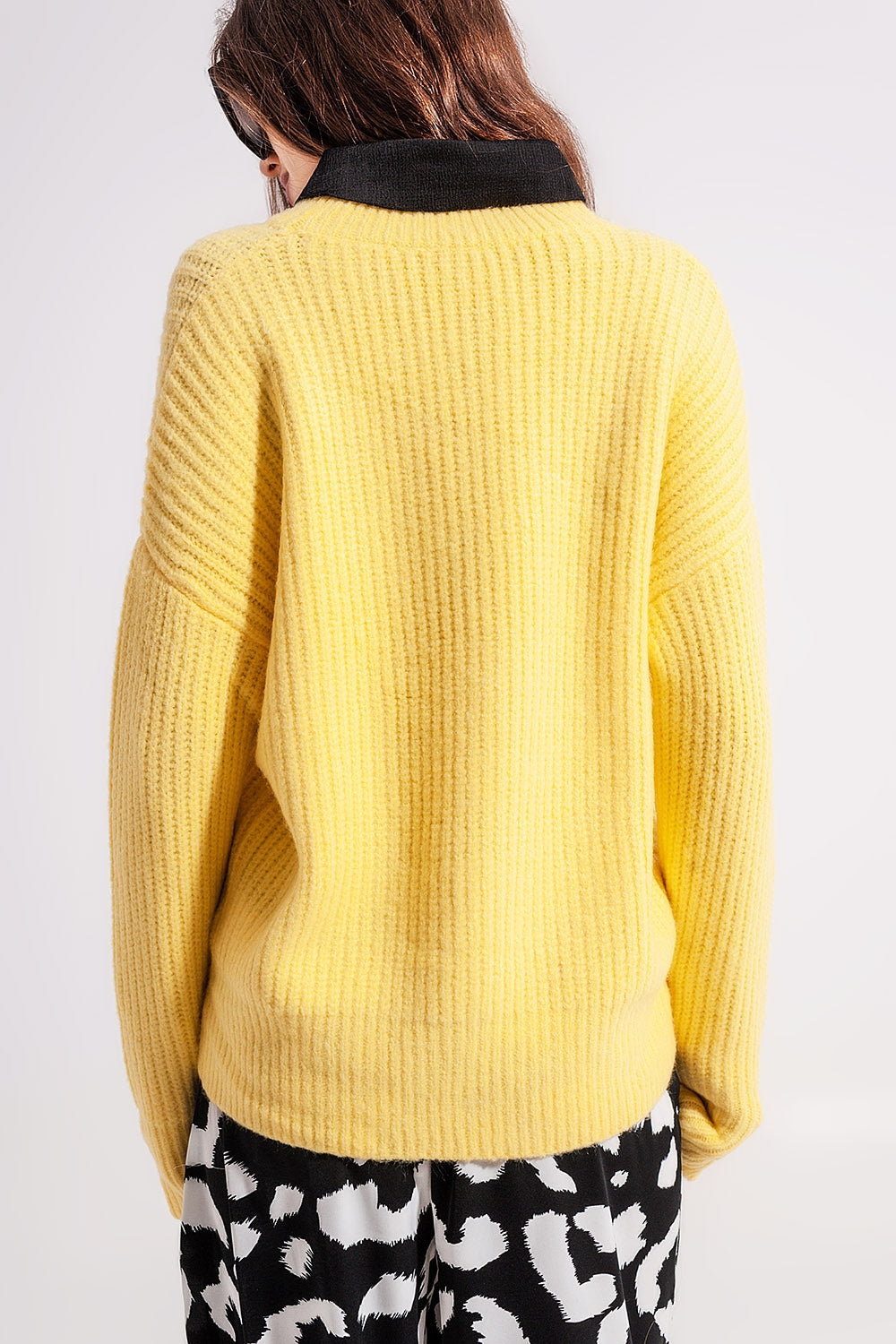 Jersey amarillo de punto de canalé Q2