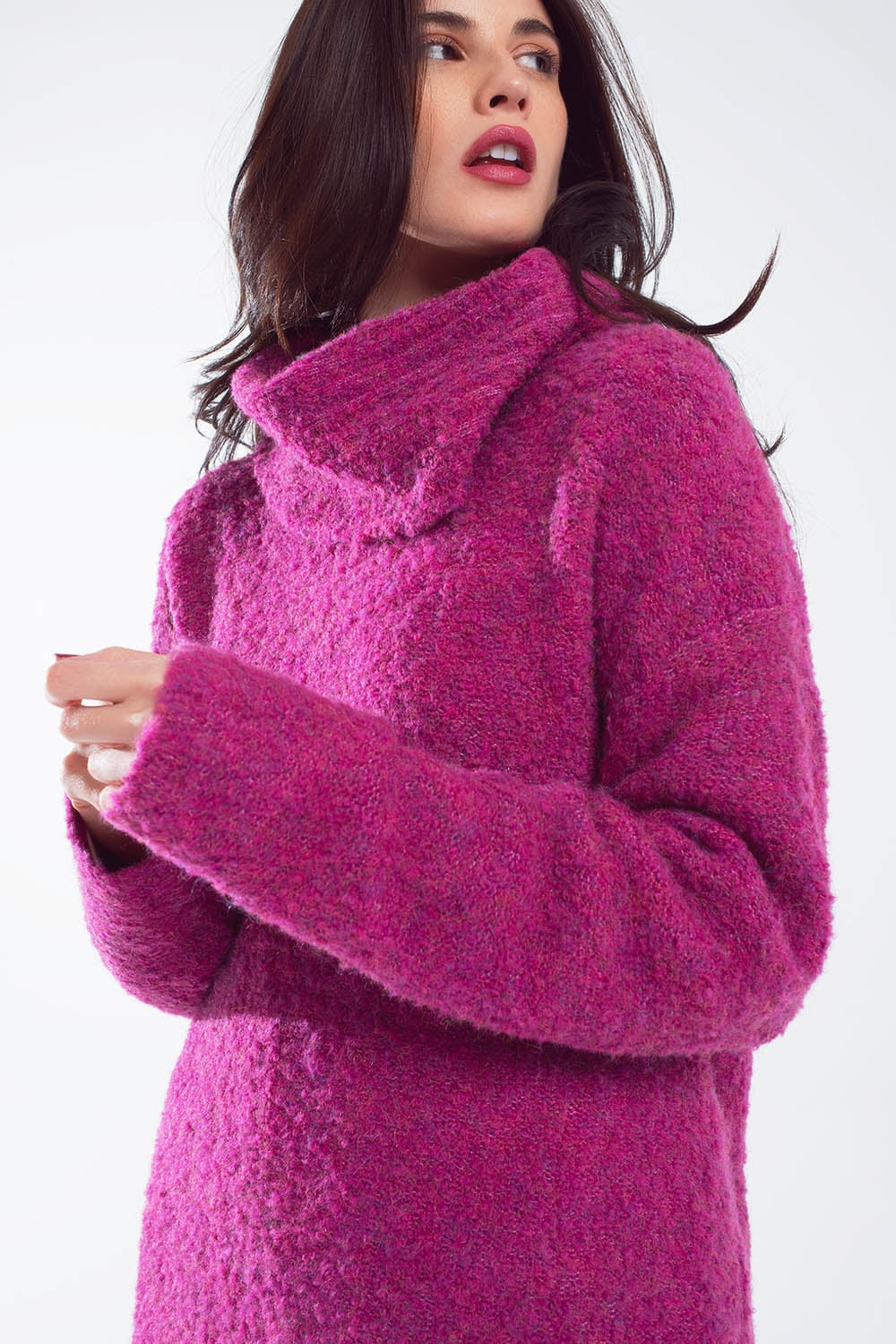 Jersey ancho con cuello bardot en magenta Q2