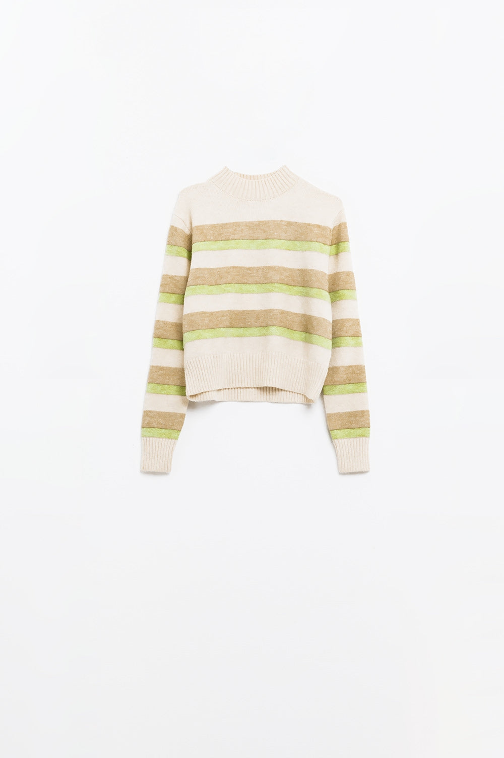 jersey beige con rayas verdes y camel Q2