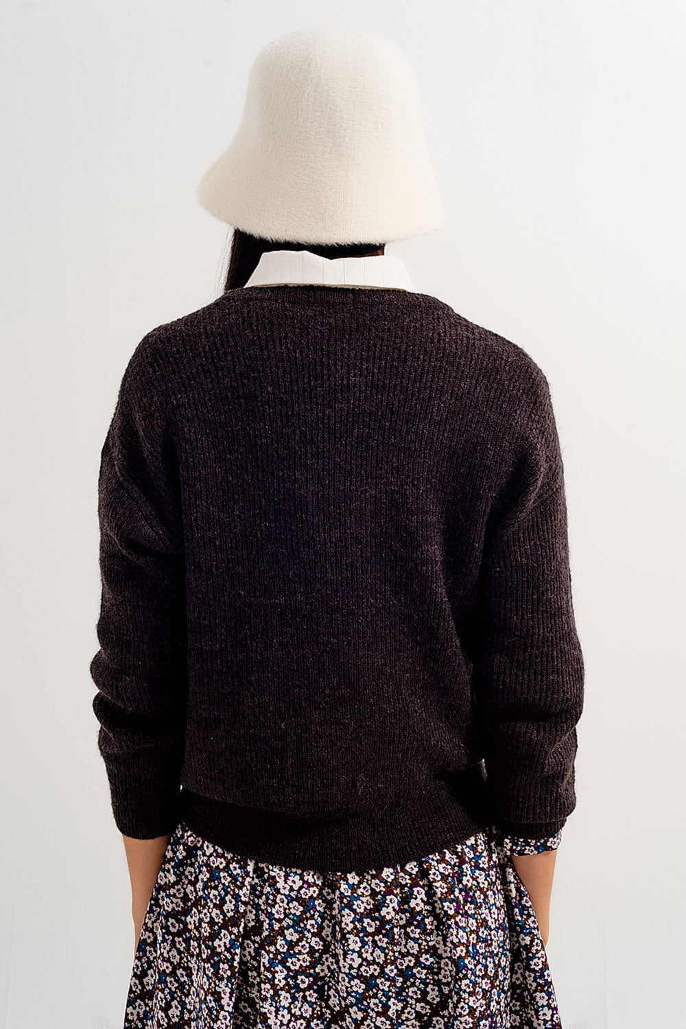 Jersey con cuello redondo color chocolate Q2