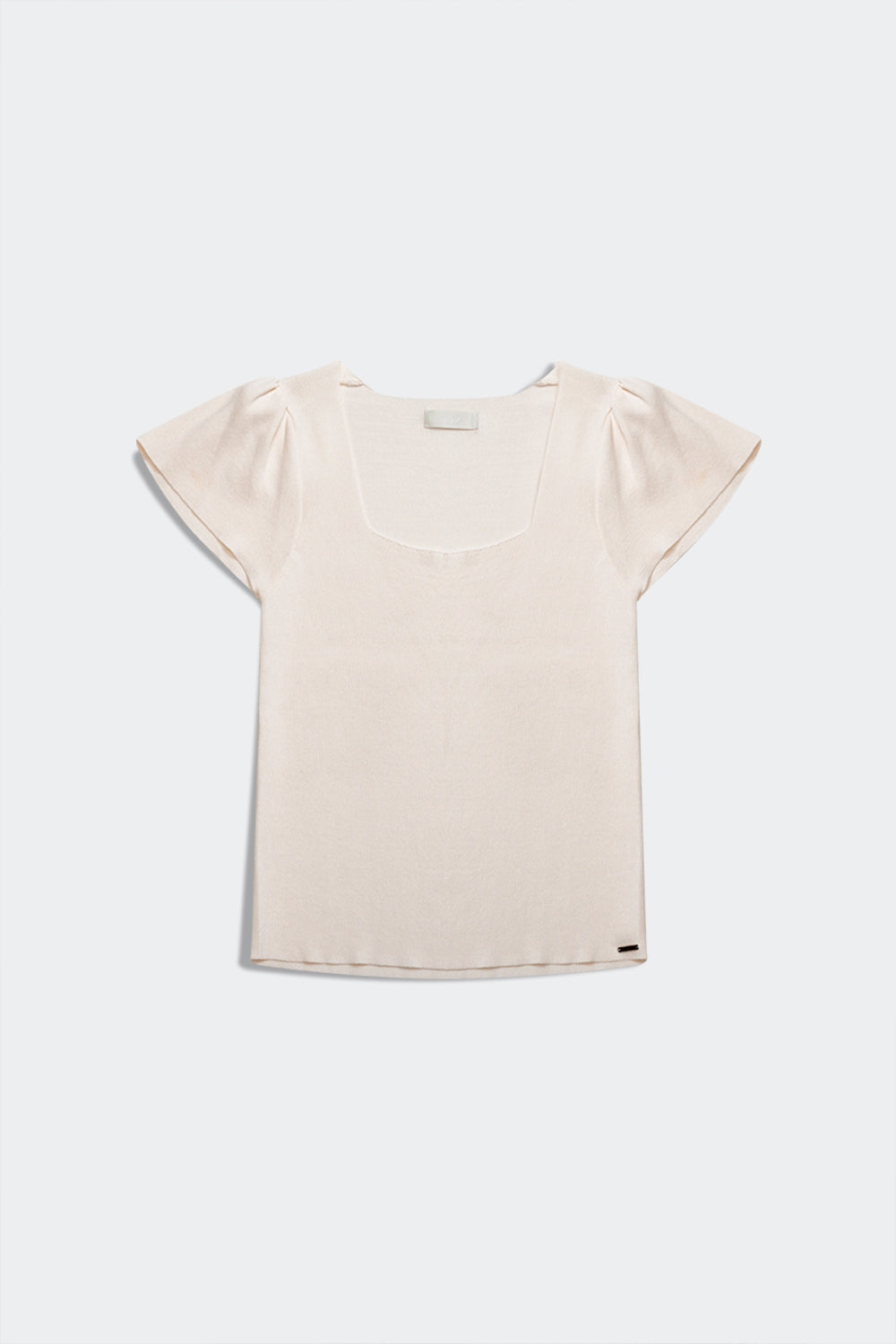 Jersey crema con mangas abullonadas y escote cuadrado Q2