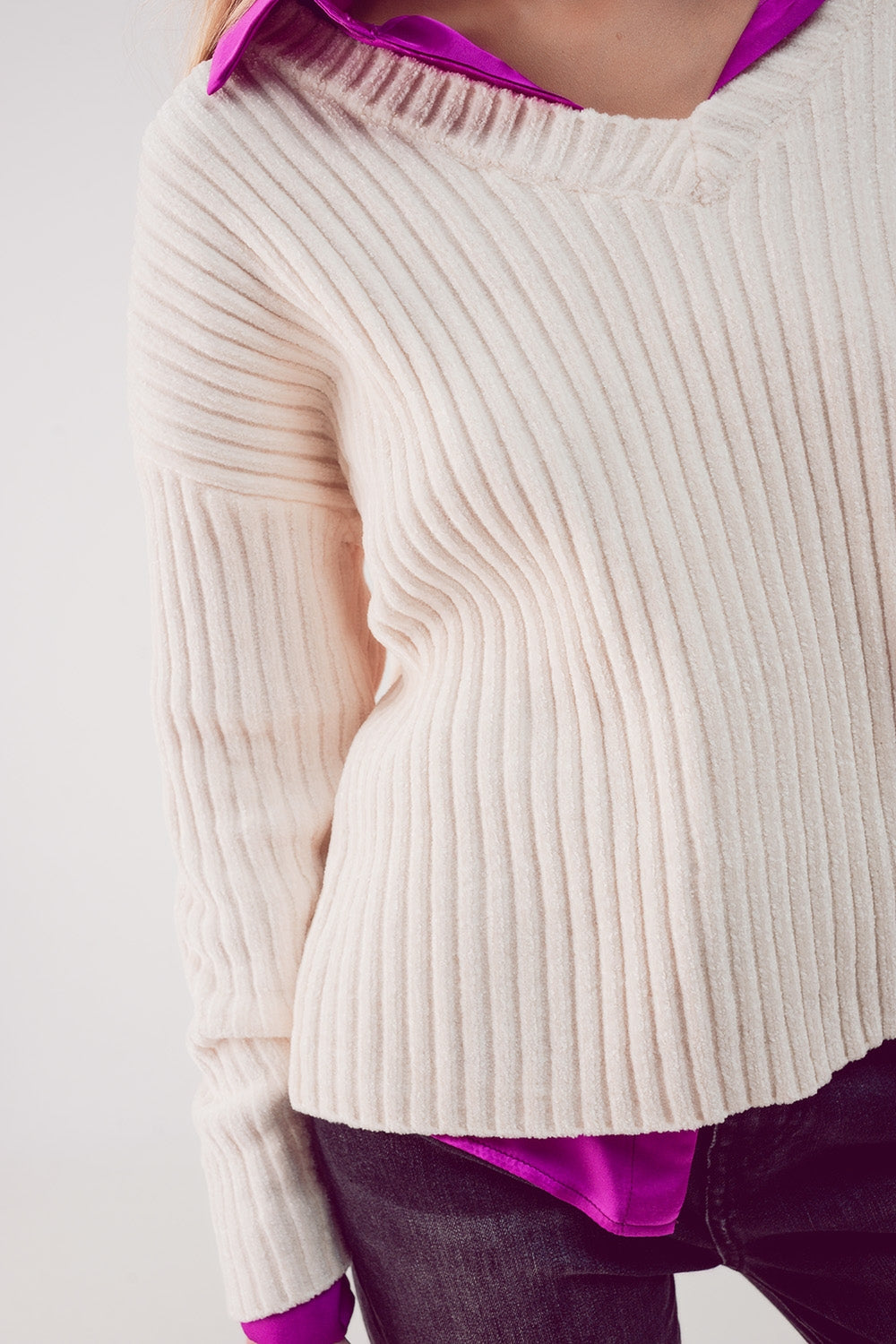 Jersey crema de punto de chenilla Q2