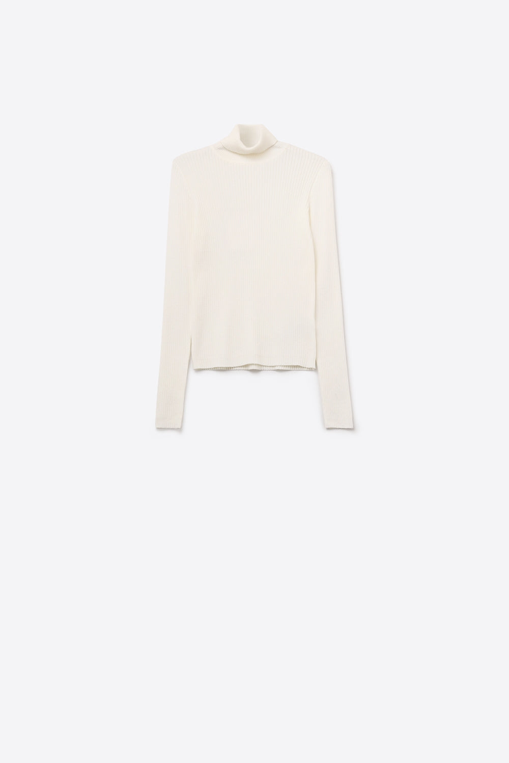Jersey de canalé con cuello de tortuga en blanco Q2