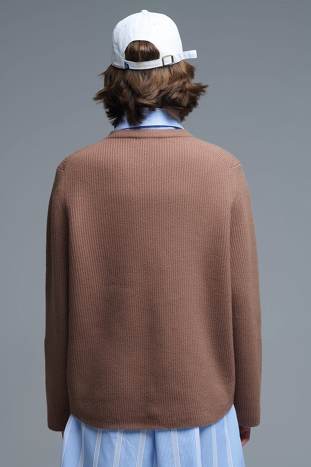 Jersey de punto acanalado en camel Q2