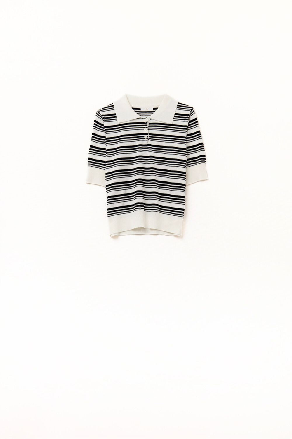 Q2 Jersey de rayas blancas y negras con cuello polo