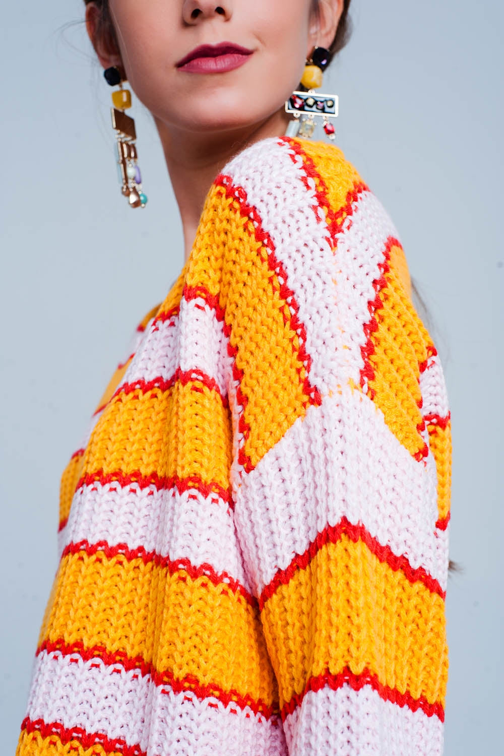 Jersey de rayas colour block en naranja y rosa Q2