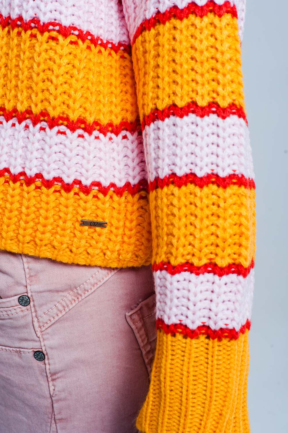 Jersey de rayas colour block en naranja y rosa Q2