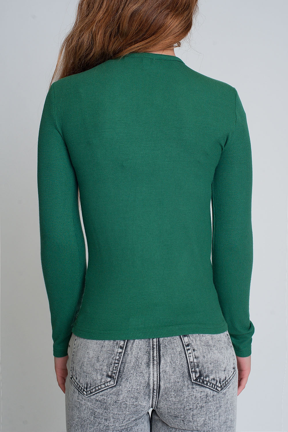 Jersey escote asimetrico en color verde Q2