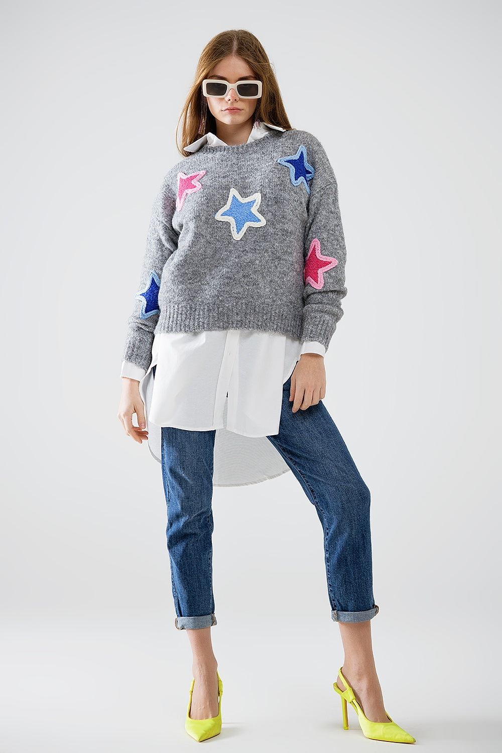 jersey gris Con Estrellas Bordadas Q2