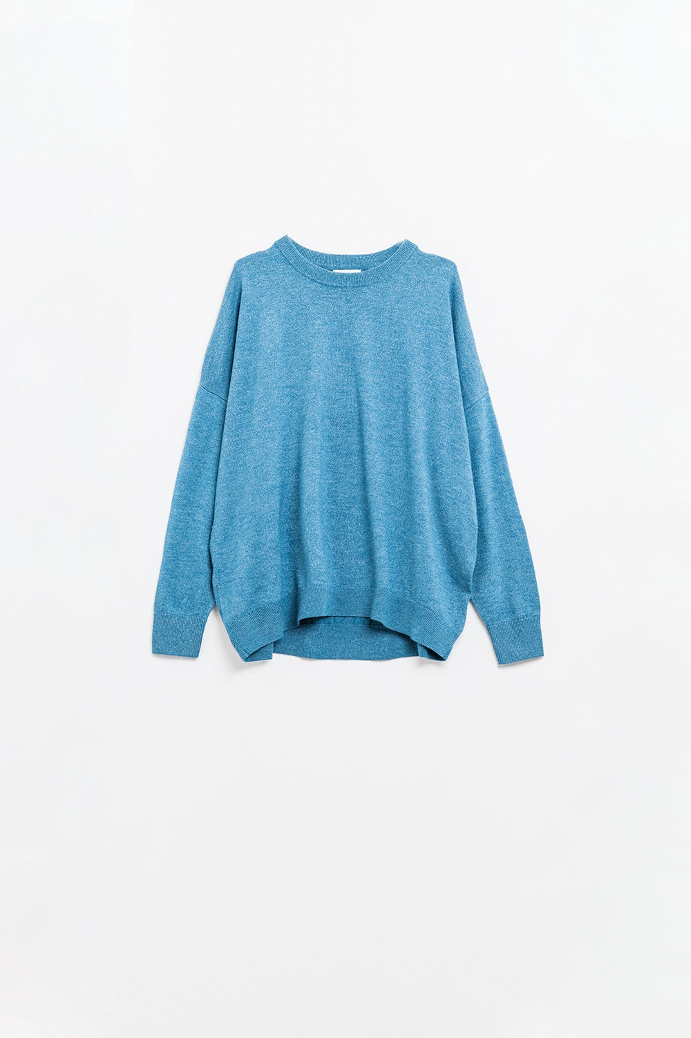 Jersey holgado de punto fino en azul con cuello redondo Q2