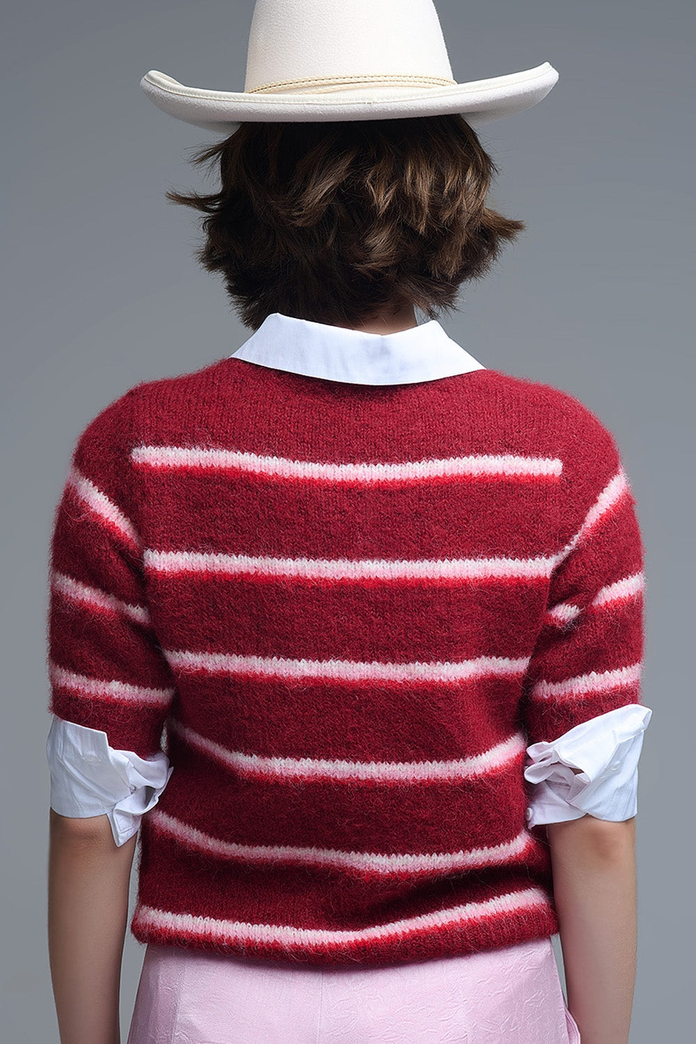Jersey Love de manga corta bordado en burdeos Q2
