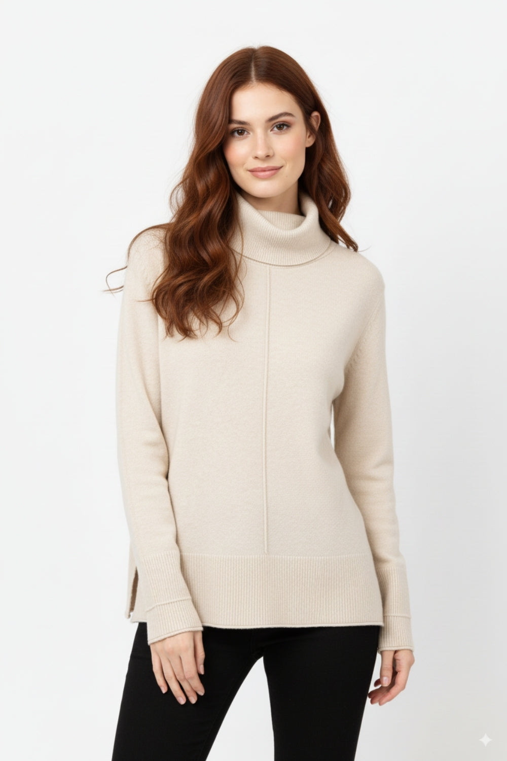 Jersey oversize con cuello vuelto beige Q2
