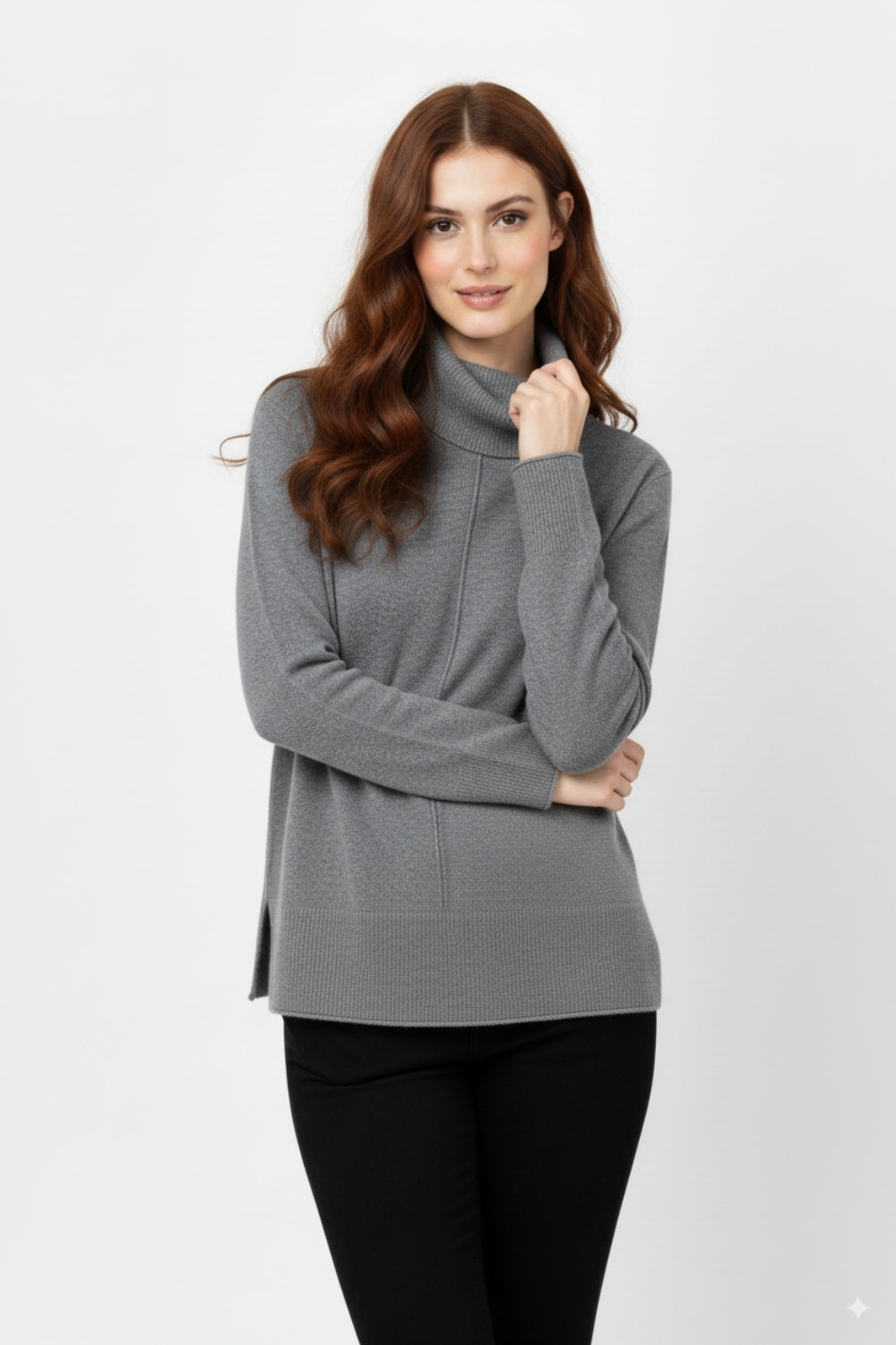 Jersey oversize con cuello vuelto en gris Q2