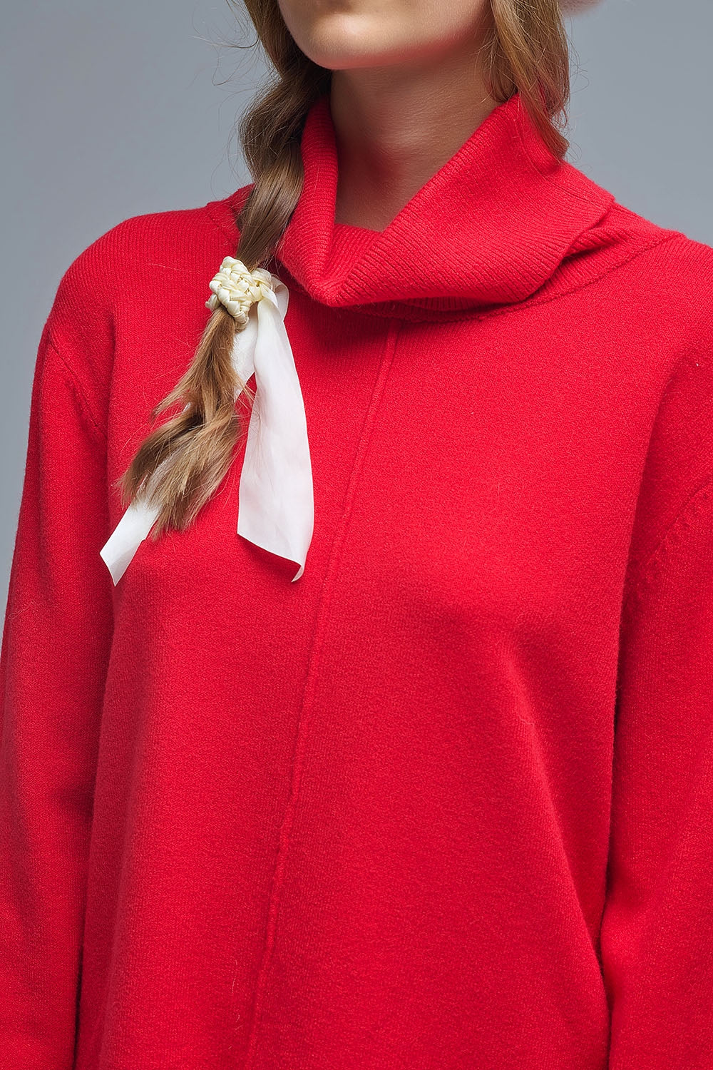 Jersey oversize con cuello vuelto en rojo Q2