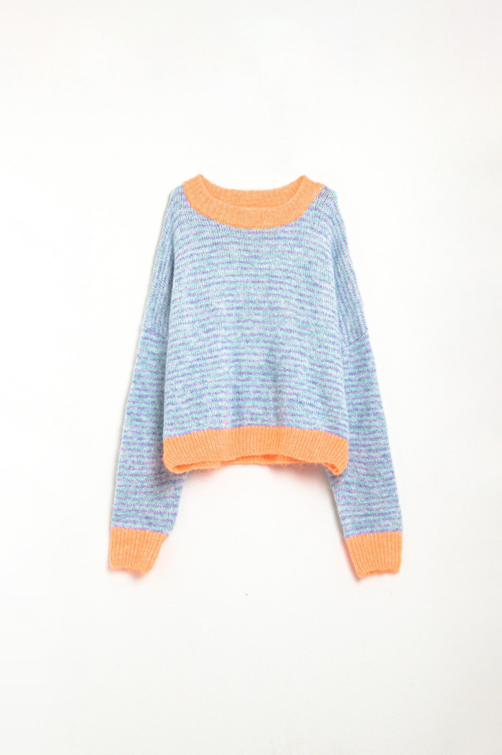 Jersey oversize de punto azul claro/naranja Q2