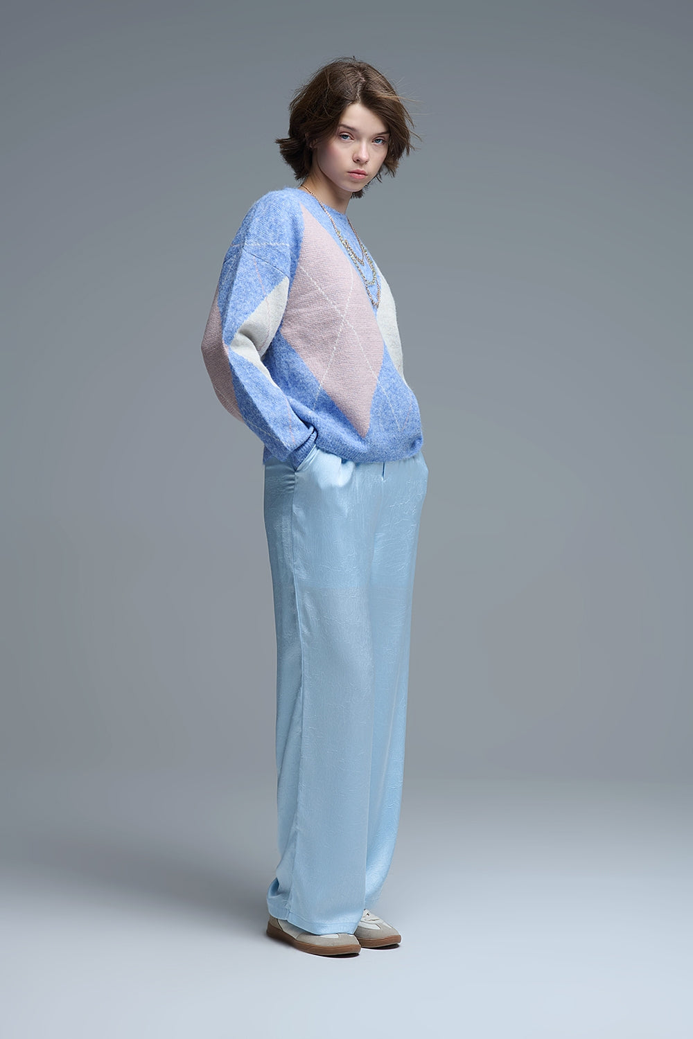 jersey suelto en azul cielo con rombos Q2