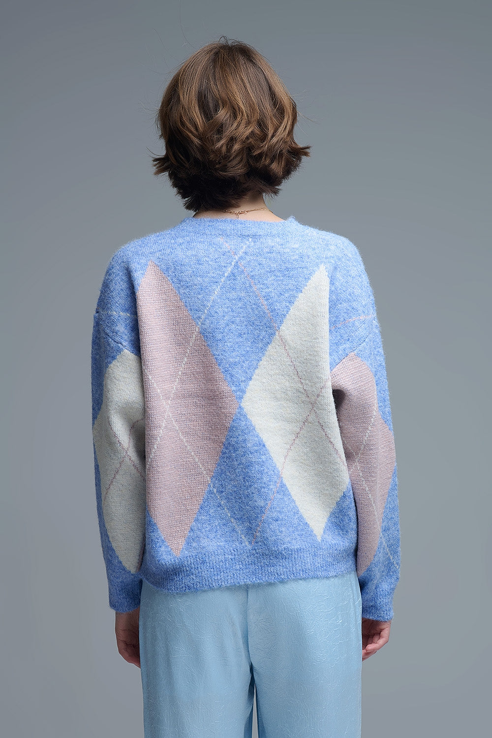jersey suelto en azul cielo con rombos Q2