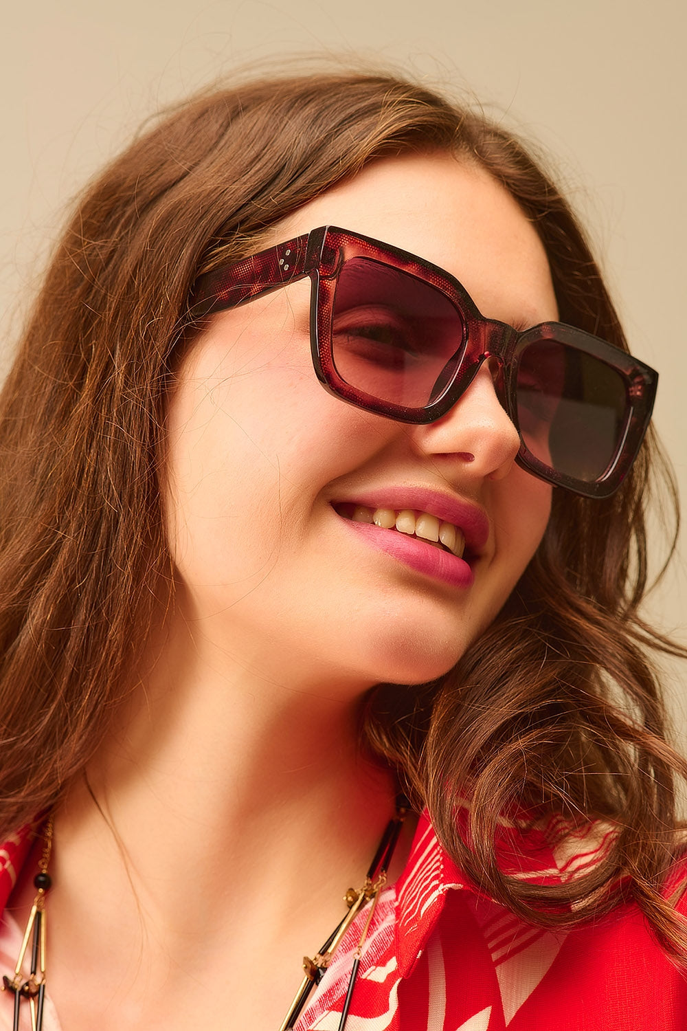 marrón sombreado Gafas de sol cuadradas oversize Q2