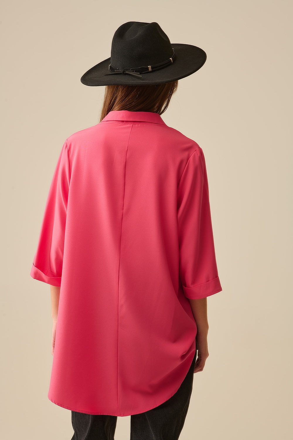 maxi Camisa de tejido muy suave y ligero en color coral Q2