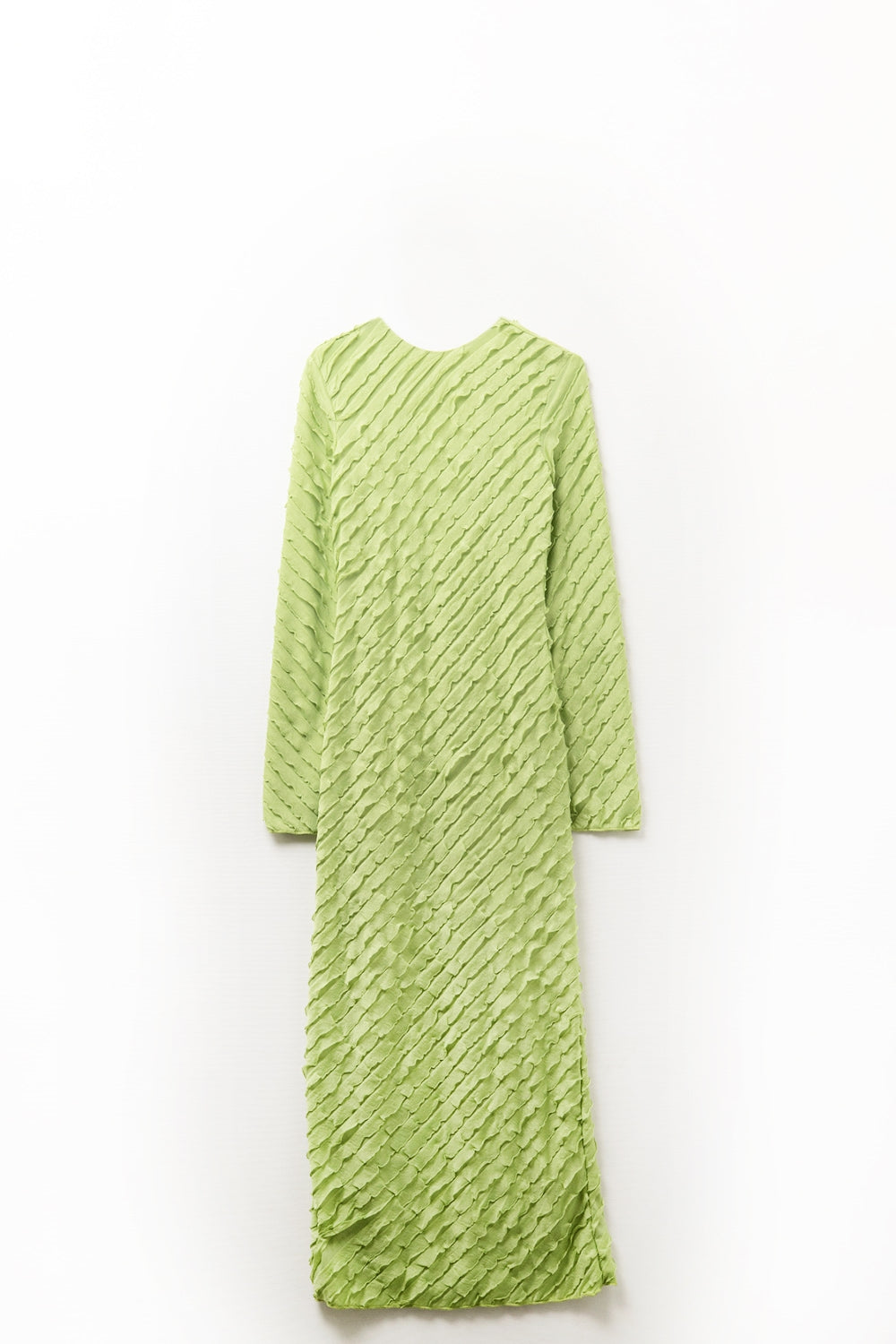 Q2 Maxi Vestido Verde Con Diseño De Volantes Al Bies Mini