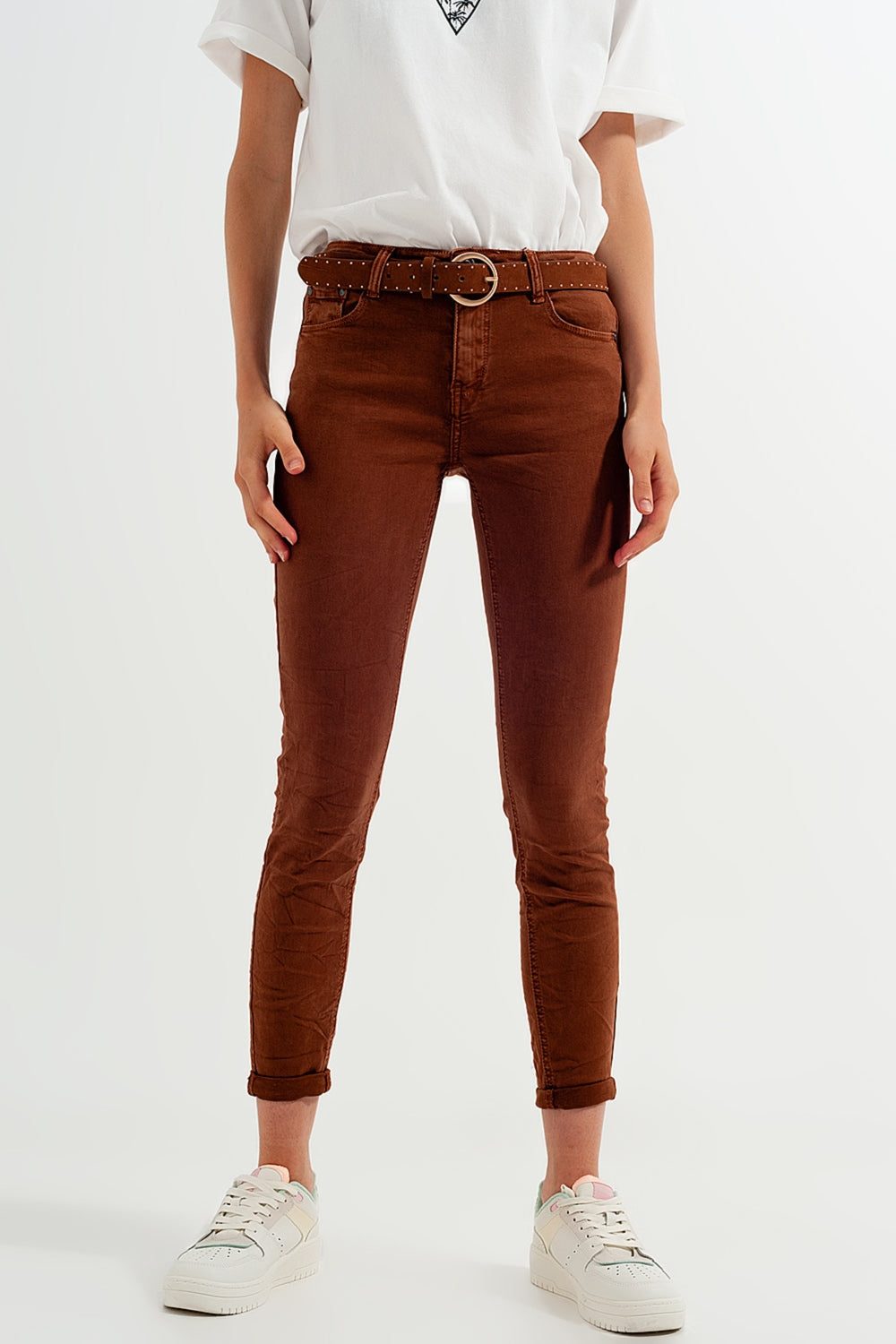 Pantalon de talle alto color camel Q2
