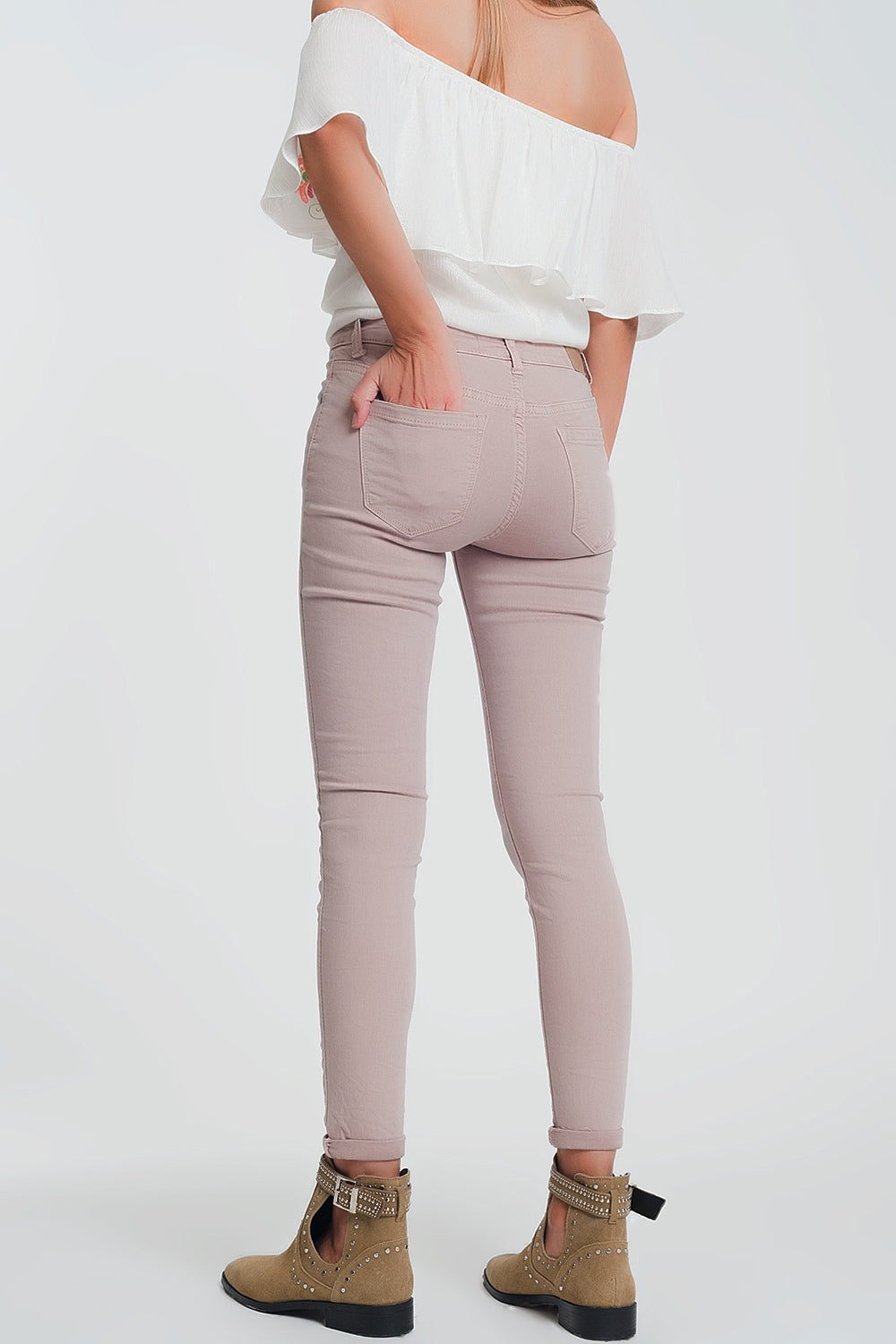 Pantalon de talle alto super ajustado en color rosa Q2
