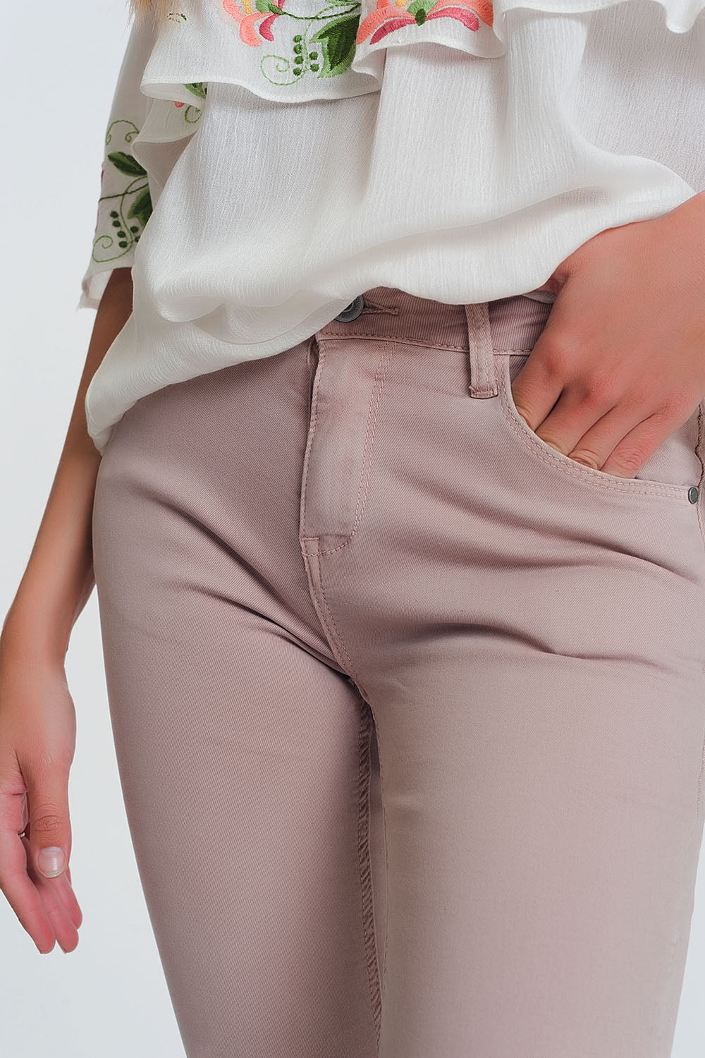 Pantalon de talle alto super ajustado en color rosa Q2