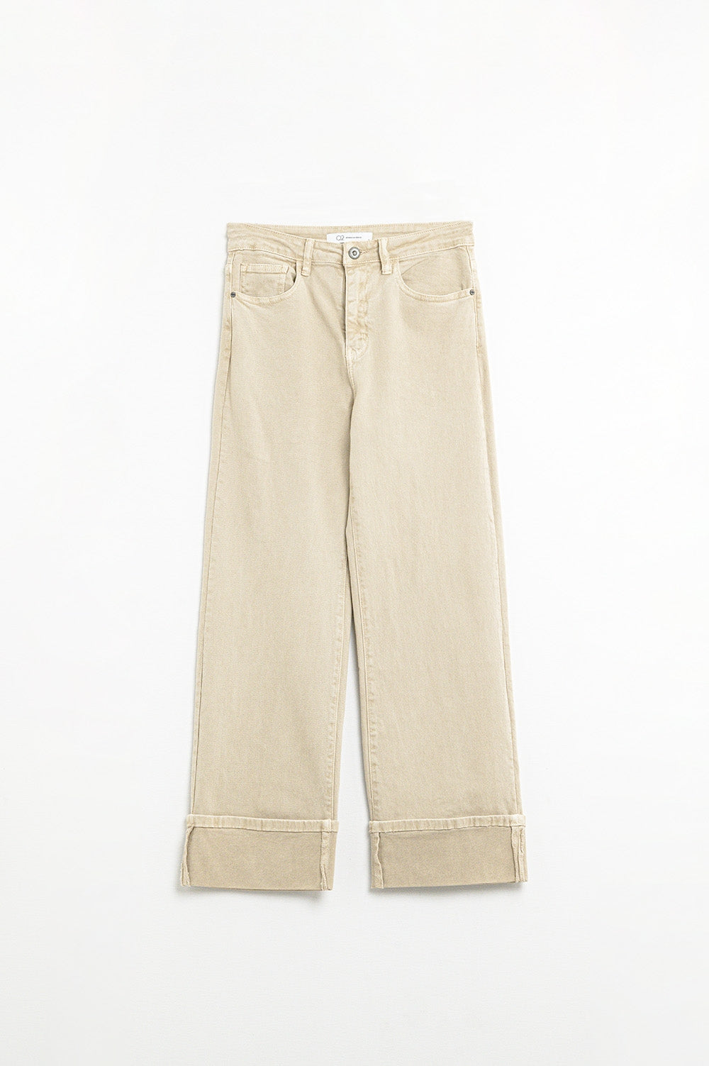 Pantalón en beige recto con bajo tobillero Q2