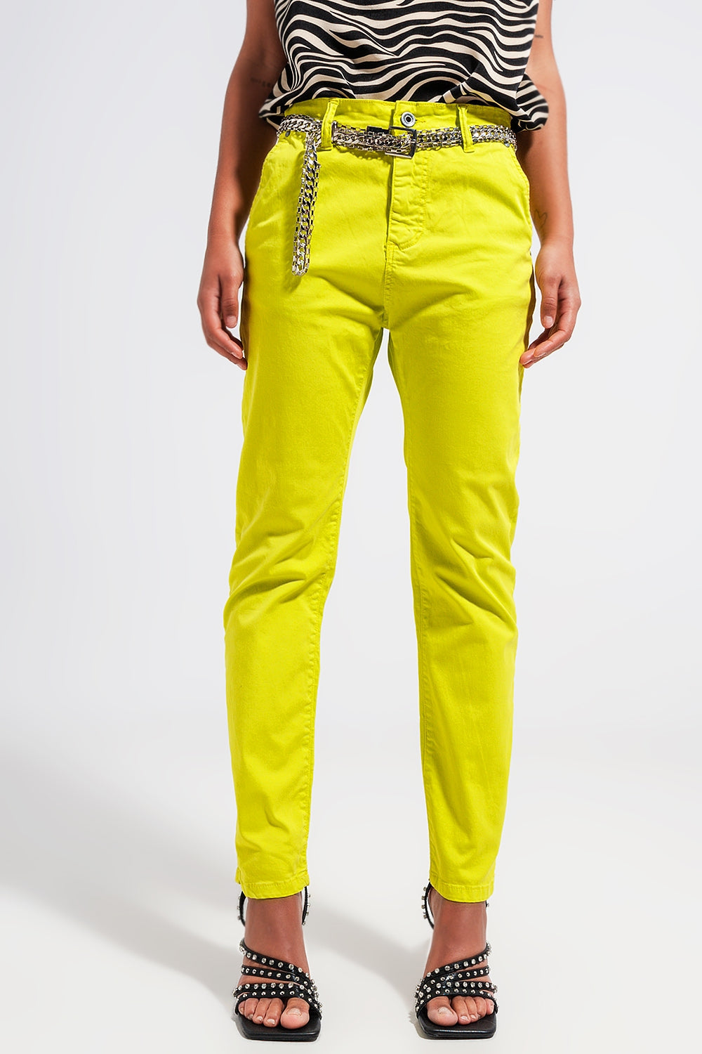 Pantalones amarillos de mezcla de algodón Q2