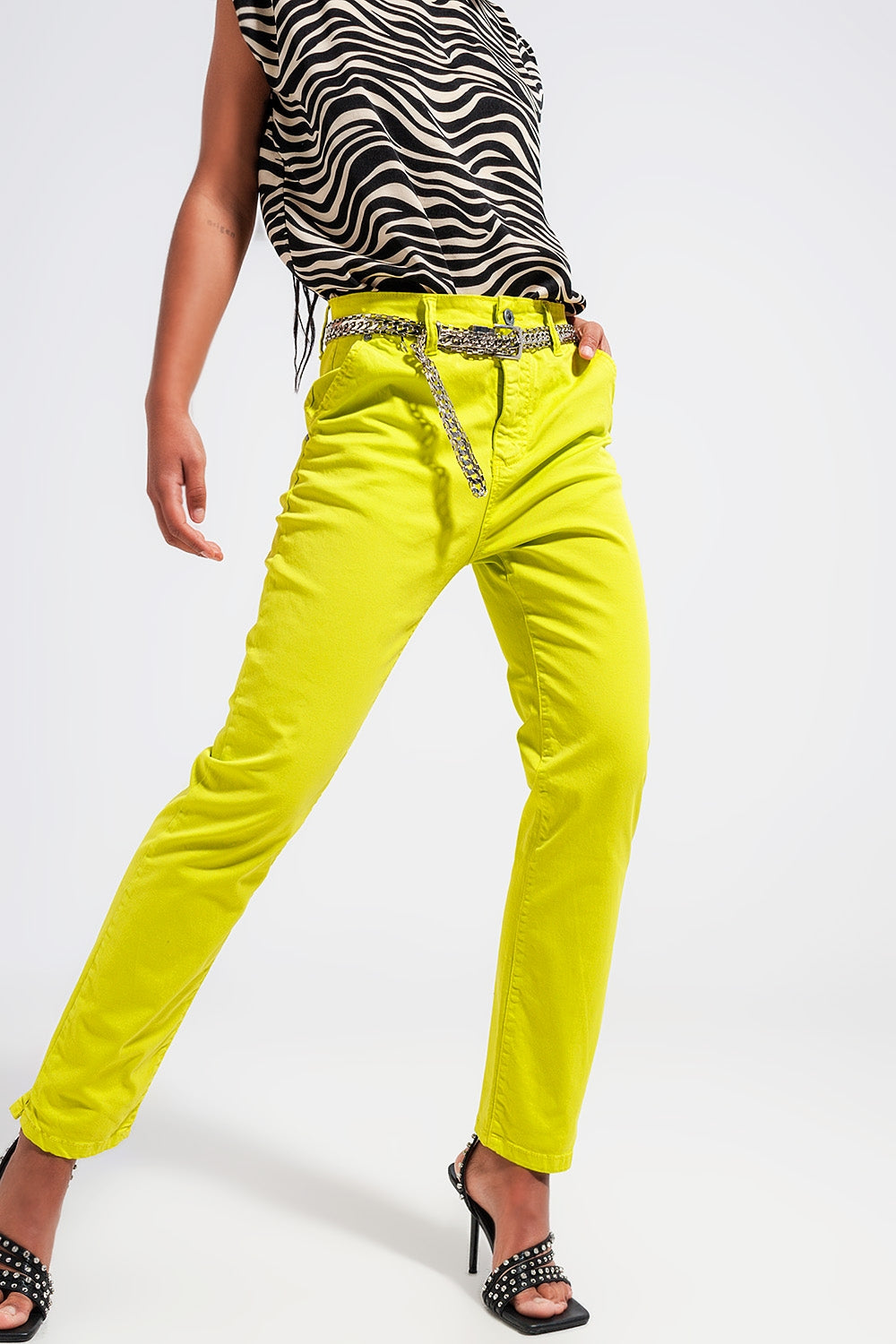 Pantalones amarillos de mezcla de algodón Q2