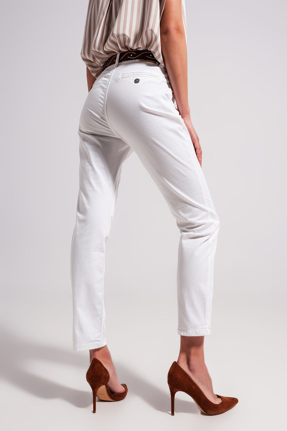 Pantalones blancos de mezcla de algodón Q2
