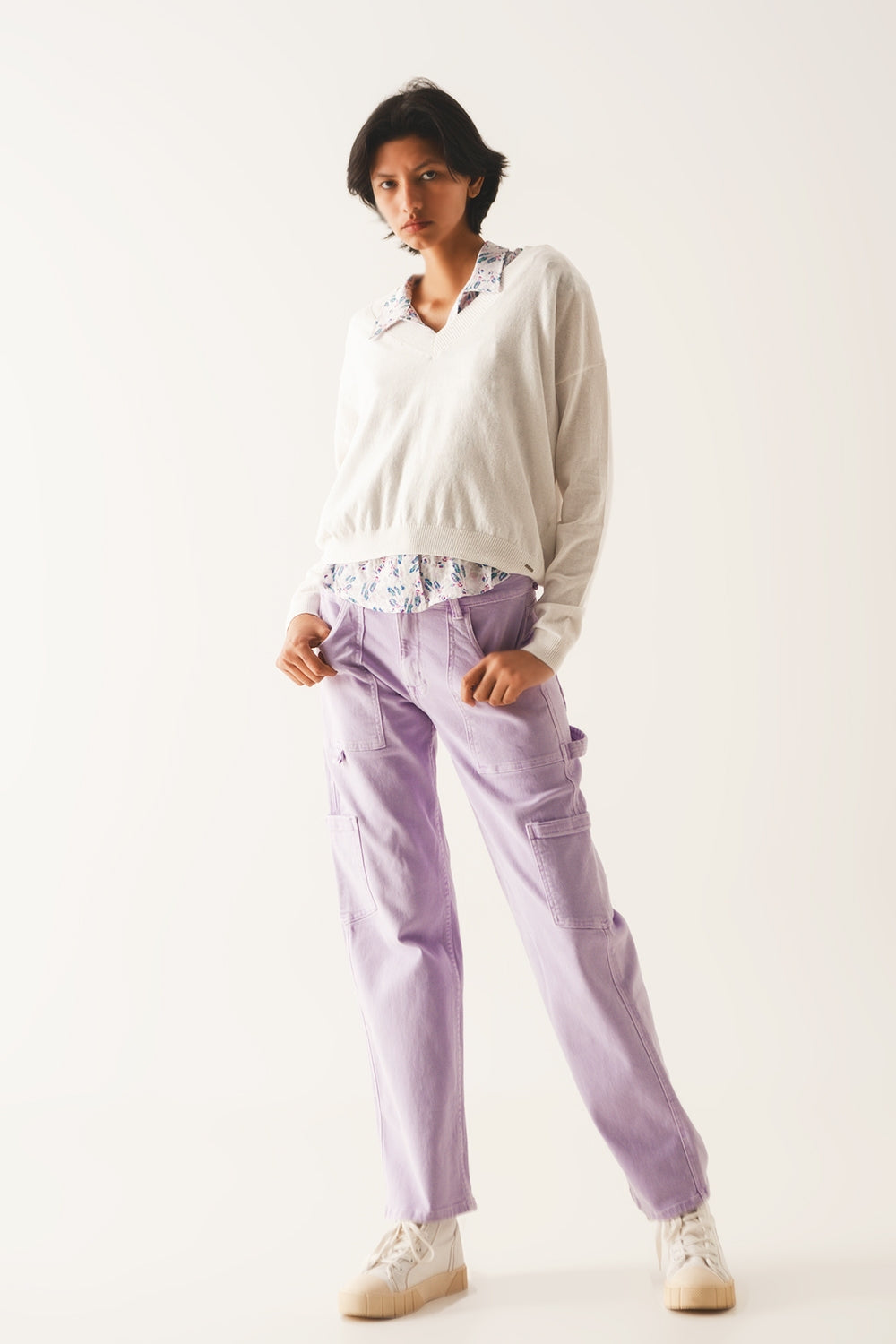 Pantalones cargo en morado Q2