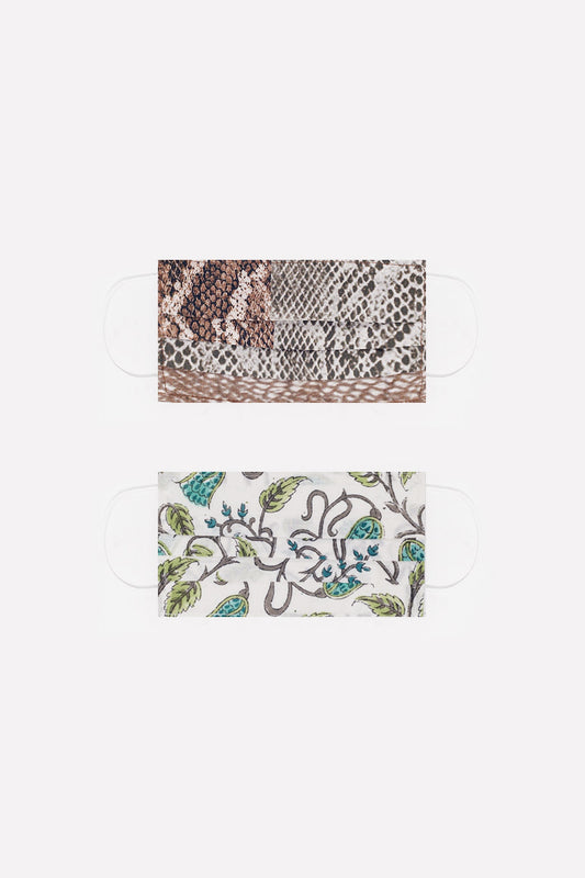 Q2 Paquete de 2 unidades Mascarilla de algodon organico mix estampado