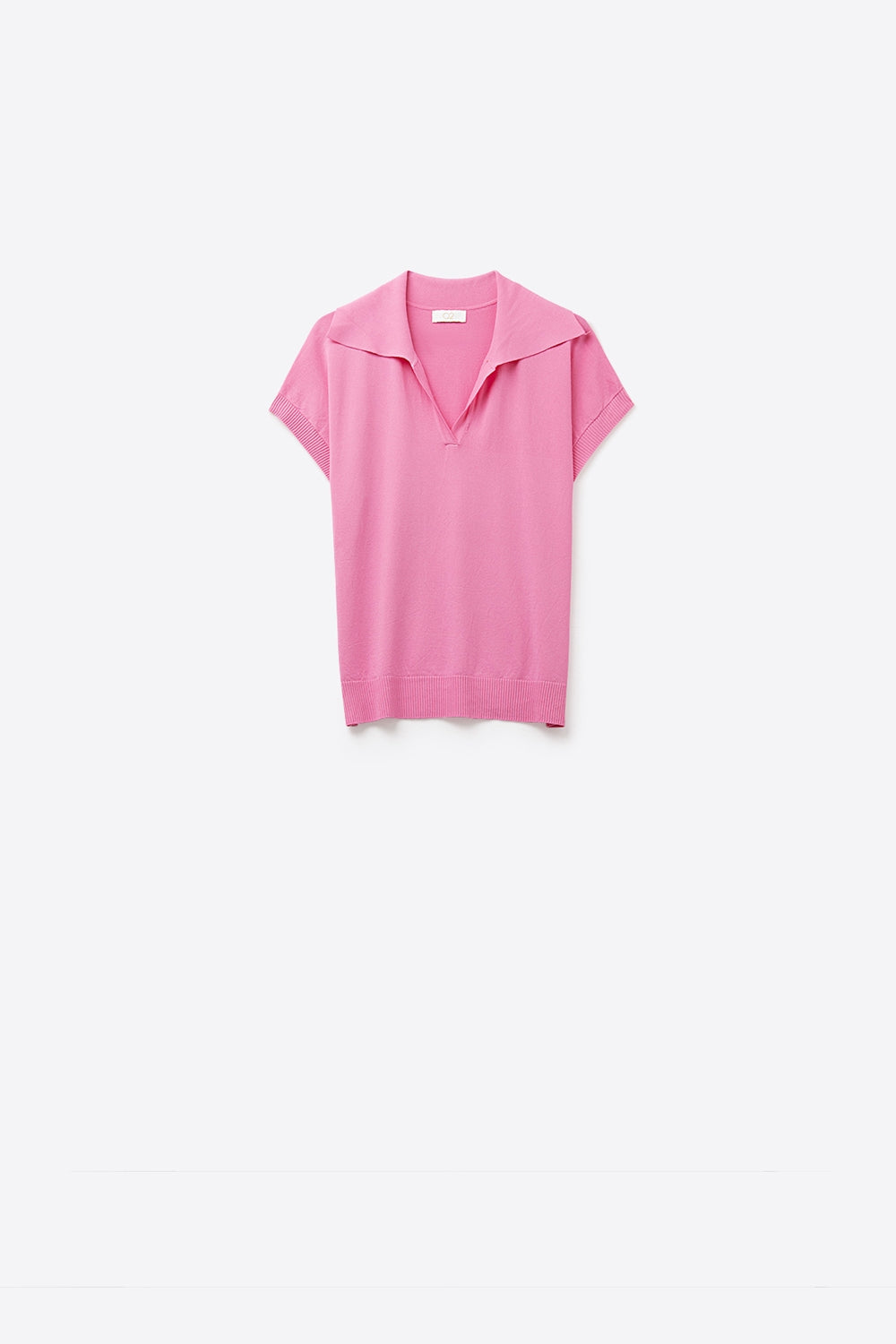 Polo de punto fino de manga corta en fucsia Q2