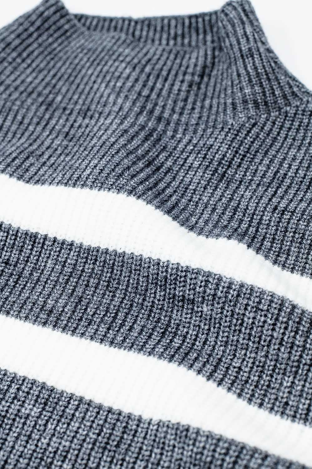 Punto elástico gris con rayas crema Q2