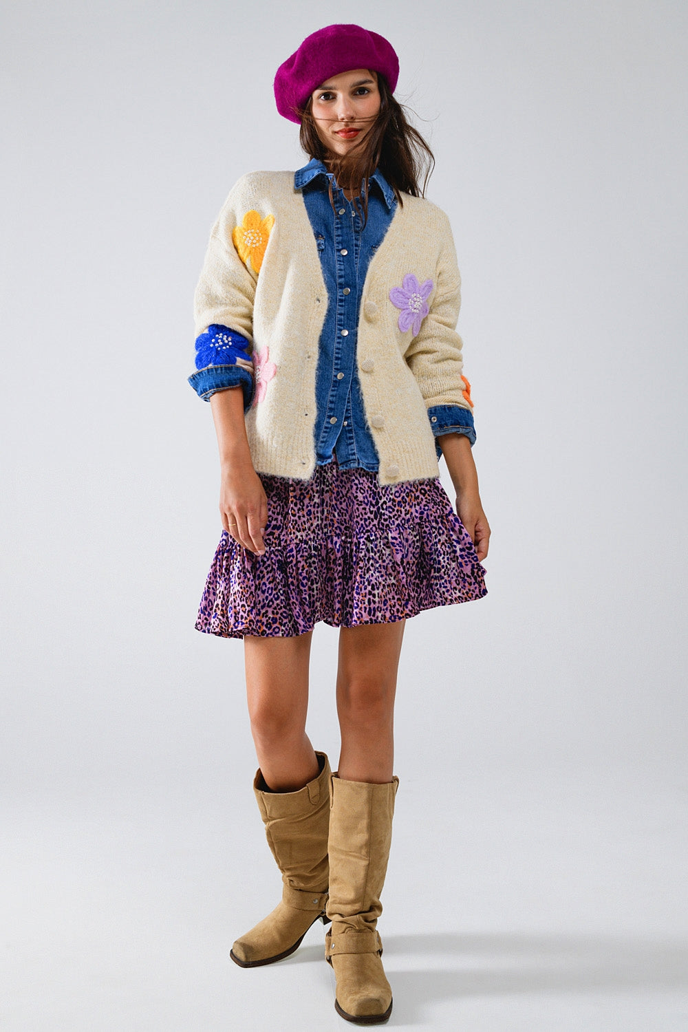 Rebeca Crema Con Flores Bordadas Q2
