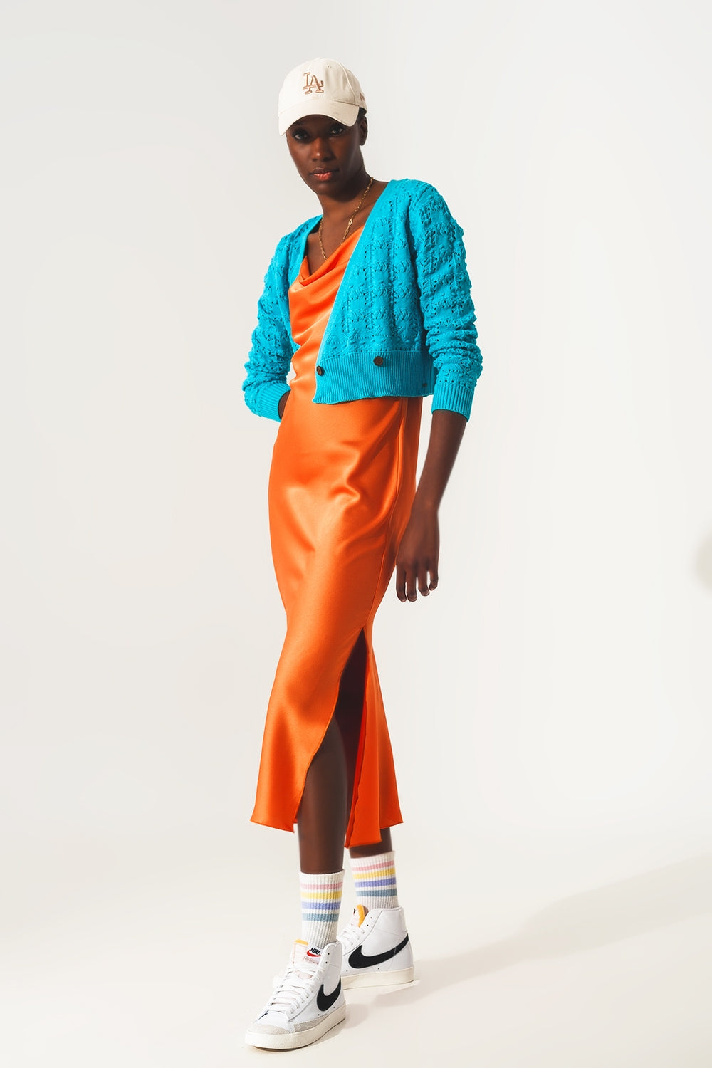 Rebeca de punto pointelle en azul Q2