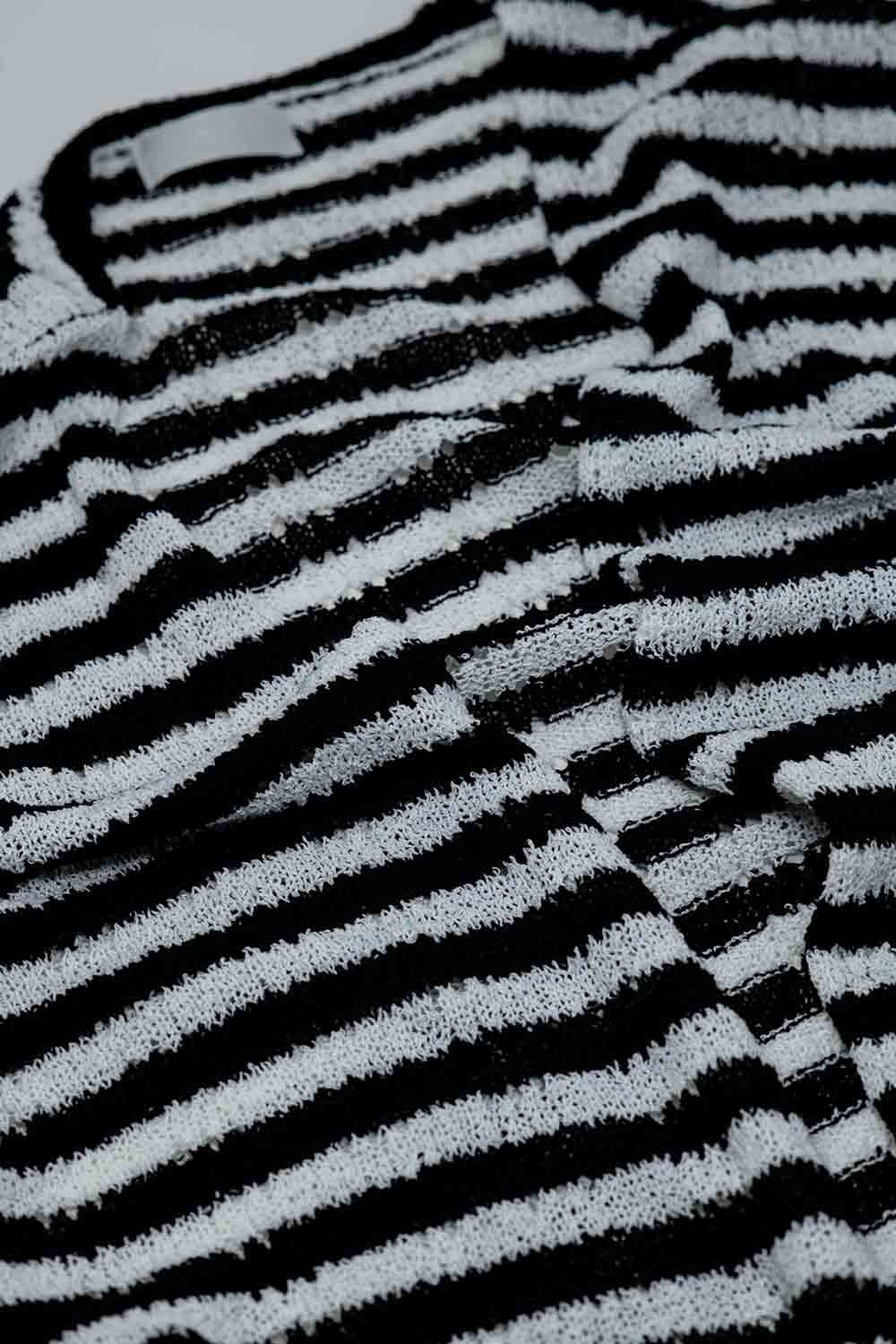 Rebeca Negra Estilo Boho Con Punto Pointelle A Rayas Y Detalles De Flecos Q2