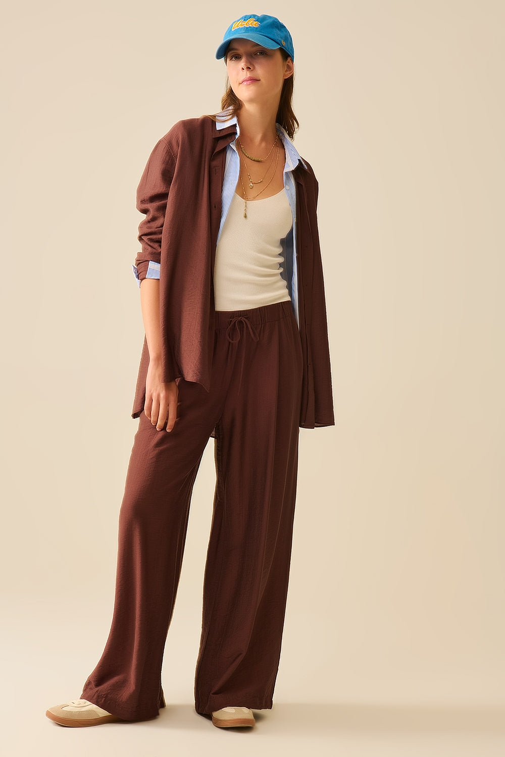 relaxed fit Camisa Marrón Manga Larga Q2