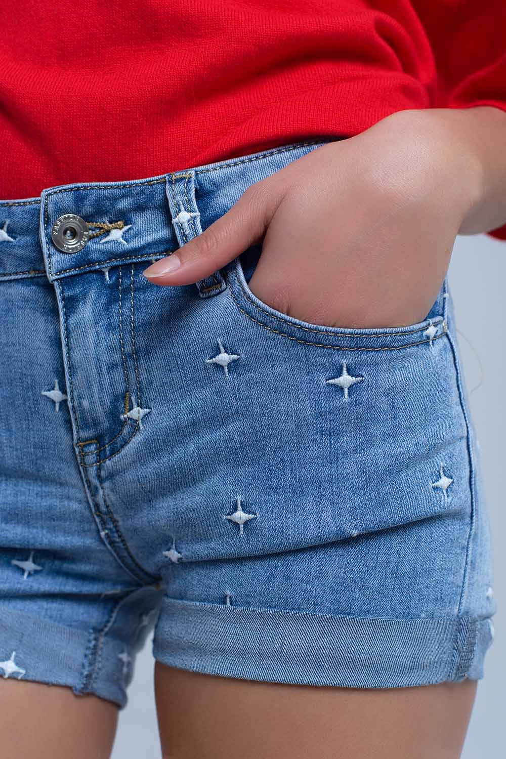 Shorts vaqueros con detalle de estrellas Q2